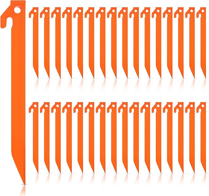 Deekin Plastic Tent Stakes 9 Inch Heavy Duty Tent Pegs Spike Hook Stakes for Summer Beach Garden Decorations Camping Outdoor Lawn Tarp