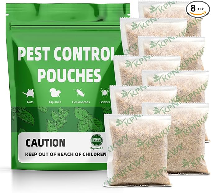Pest Control, Mouse Repellent Pouches, Rodent Repellent, Mice Repellant Indoor, Peppermint Mice to Repel Spider, Ant, Roach & Mosquito, Rat Repellant Outdoor, Keep Mouse Out of Camper-8P