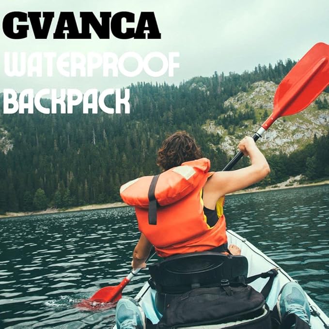 Waterproof Roll Top Kayak Dry Backpack, Floating Outdoor Dry Sack Boating Sailing Canoeing Rafting Fishing Camping 55L Black