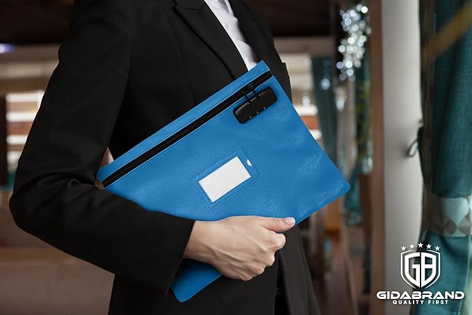 Sky Blue Notary Bag | 14x11 Inch | Locking Document Case | Zipper Closure | Fits Notary Kit, Stamp, Embosser, Ink Pad & Valuables