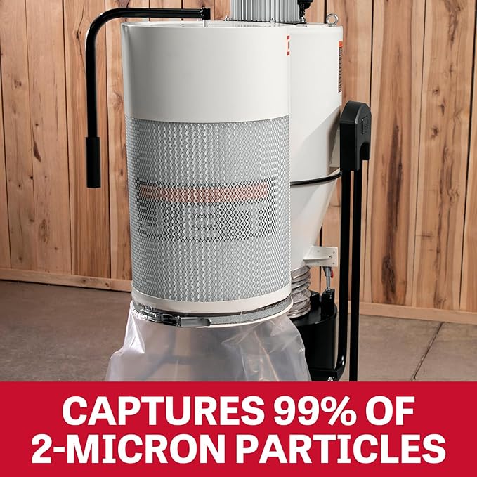 JET Cyclone Dust Collector, 2-Micron Filter, 1-1/2 HP, 115V 1Ph (Model JCDC-1.5)