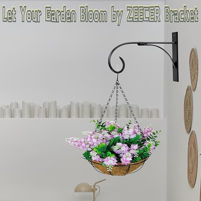 Outdoor Hanging Bracket, 10.5-inch Plant Hangers Outdoor Indoor Set of 4, Rust-Proof Metal Hanging Plant Bracket, Wall Mount Hanging Plant Hooks for Hanging Baskets Plant Lantern Bird Feeder