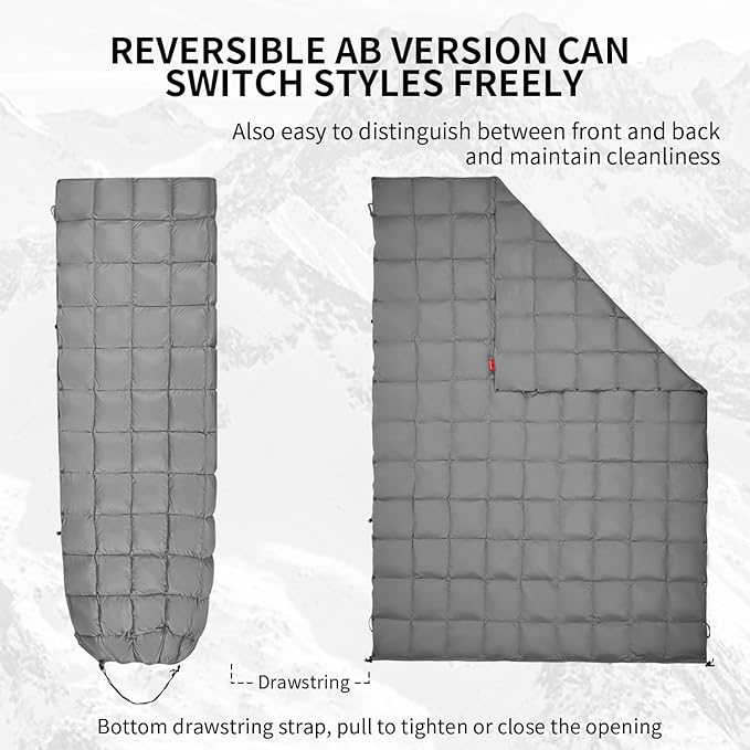 Down Camping Blanket, Muti-Use Outdoor Travel Blanket, Puffy Sleeping Bag Blanket, Waterproof Packable Backpacking Quilt for Camping, Travel, Airplane, Hiking, Picnic, 55''x79''