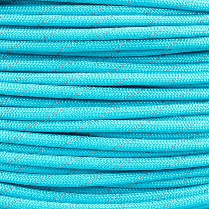 Paracord Planet Reflective 550lb Paracord – 7 Strand Type III Nylon Parachute Cord for Outdoor Visibility, Hiking, and Crafting – 30+ Colors and 4 Length Options