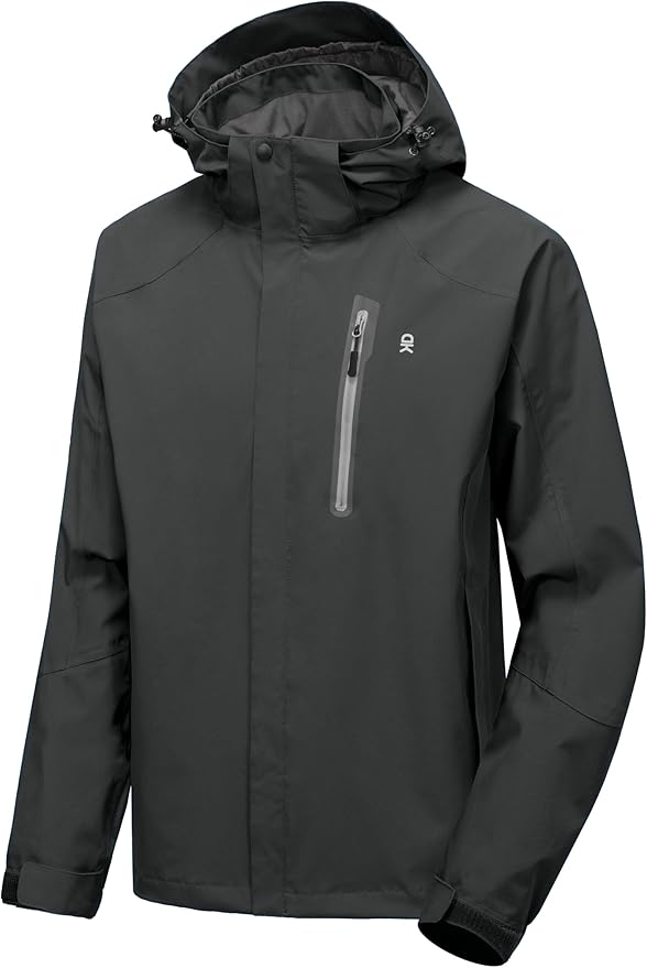 Little Donkey Andy Men's Waterproof Rain Jacket Outdoor Lightweight Hooded Raincoat for Hiking Golf Travel Fishing