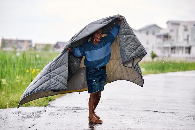 Veer Adventure Blanket - 100% Down Alternative Insulated Outdoor Puffy Blanket for Camping, Beach, Sports/Stadiums, Picnics, or Travel - Built-in Hand Pockets and Zipper Pillow Pocket - Child Size