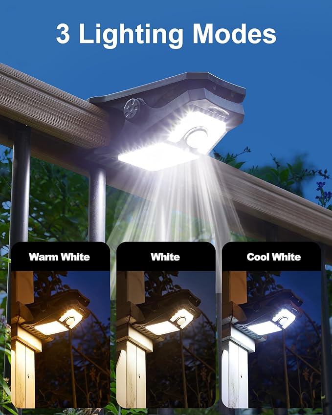 Solar Motion Sensor Lights Outdoor, Clip on Solar Lights Outdoor Waterproof, High Bright Solar Powered Security Lights for Outside Fence Chain Link Camping (2, 118 LED)