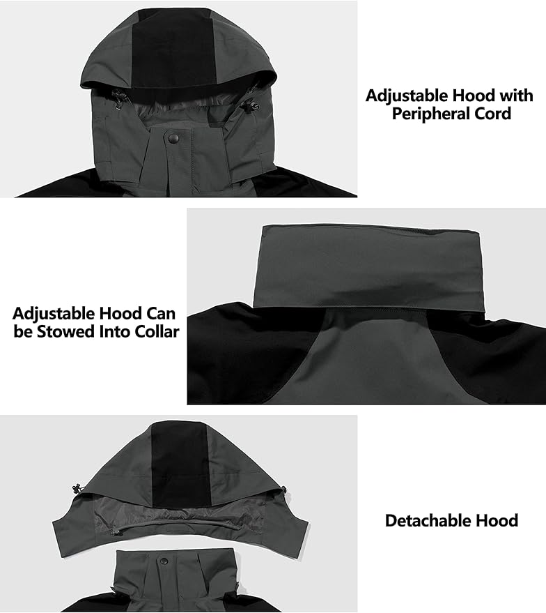 Little Donkey Andy Men's Waterproof Rain Jacket Outdoor Lightweight Hooded Raincoat for Hiking Golf Travel Fishing