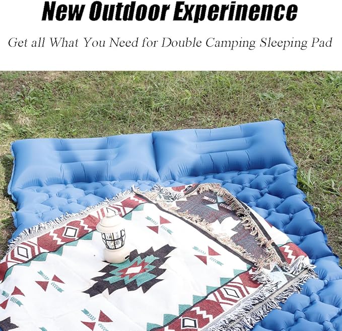 Single Camping Pad - Ultralight Inflatable Sleeping Pad, 4 Inch Thick, Waterproof & Durable, Portable for Backpacking, Hiking & Tent Camping