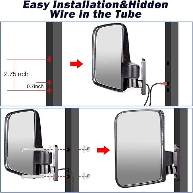 Universal Golf Cart Side Mirrors Rear View Mirror with Turn Signal Light for Club Car,EZGO and Yamaha Golf Carts