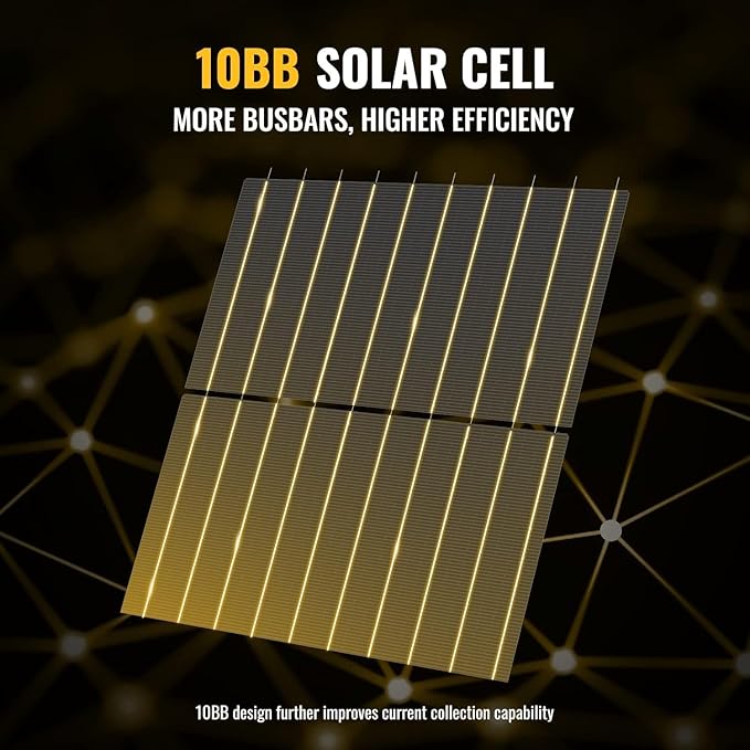 BougeRV Bifacial 200 Watts Mono 10BB Cell Solar Panel, 23% High-Efficiency Monocrystalline Module Work with 12 Volts Charger for RV Camping Home Boat Marine Off-Grid, 53.5 x 30.2 x 1.4 in