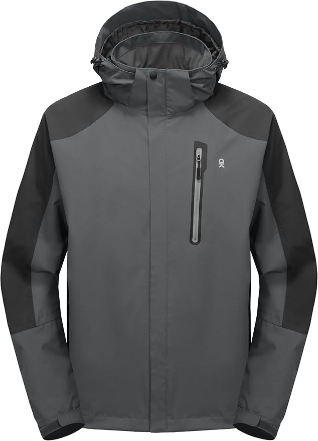 Little Donkey Andy Men's Waterproof Rain Jacket Outdoor Lightweight Hooded Raincoat for Hiking Golf Travel Fishing