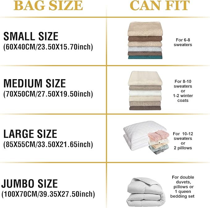 10 Medium Vaccum Storage Bags, Space Saver Vacuum Storage Bags Medium, Space Bags, Vacuum Seal Bags for Clothes with Travel Hand Pump
