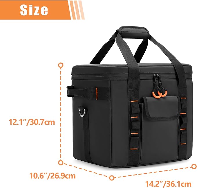 Trunab Moisture-Proof Camping Organizer and Storage Tote, Portable Outdoor Camping Bag with Adjustable Dividers and Insulated Compartment, for Hiking Cookware, Picnic, Grilling, Travel, Car, Black