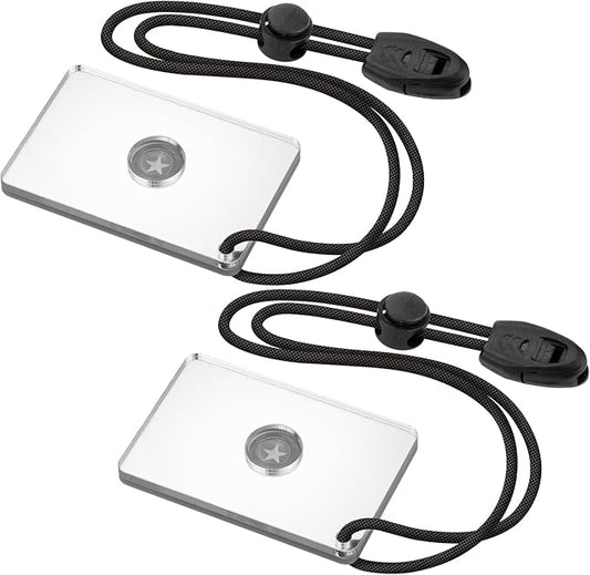 Signal Mirror Survival Reflective Mirror, Limcox Survival Reflective Mirror Lanyard Compass Whistle Outdoor Emergency Rescue Reflective Signal Star Flash Tool PFD Rescue Mirror