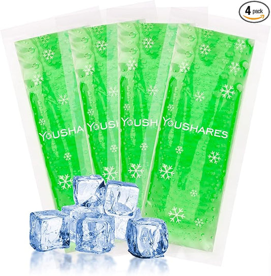 YOUSHARES TSA Approved Ice Packs for Insulin Cooler Travel Case - Reusable Small Freezer Packs for Medications, (4 Pcs, Green)