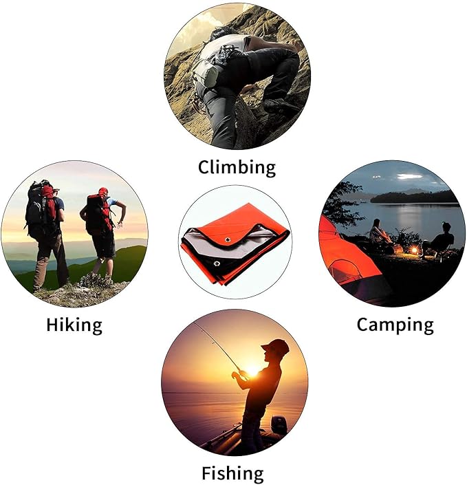 RedSwing Heavy Duty Survival Blanket, Waterproof Emergency Thermal Tarp, Multipurpose Reflective Insulated All Weather Blankets for Camping Hiking, Orange