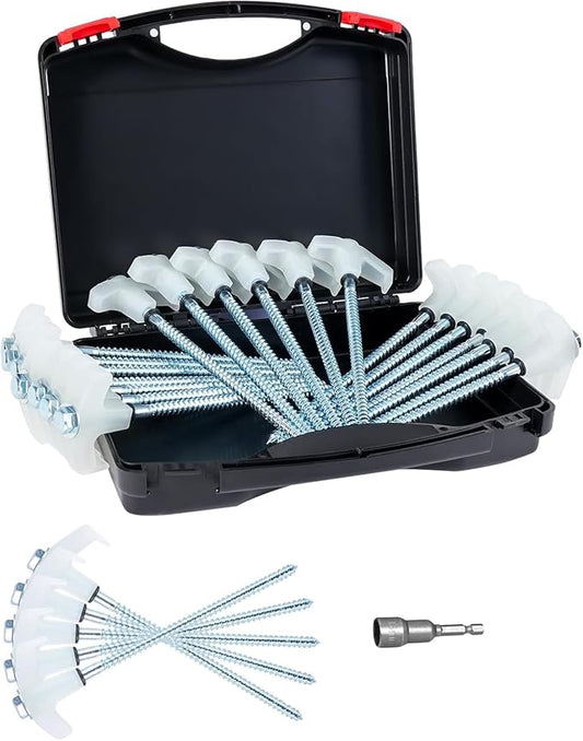 8" Screw in Tent Stakes Heavy Duty, Ground Anchors Screw in, Metal Threaded Tent Spikes, Camping Pegs for Canopies & Gardening Inflatable Decor (12 PCS Luminous)