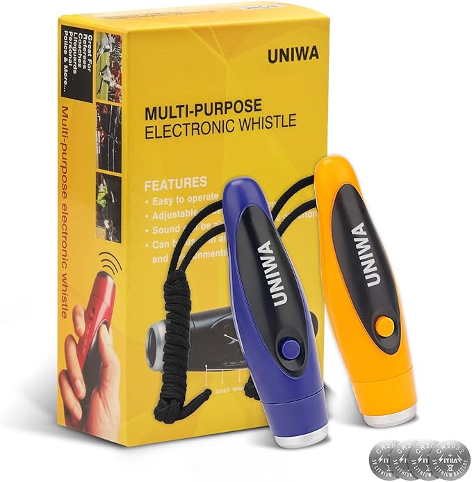 UNIWA Electronic Whistles, 2 Pack Handheld 3 Tone High Volume Electric Whistle with Lanyard for Teacher Coach Referee, Loudest Emergency Whistle Volleyball Soccer Sports Whistle