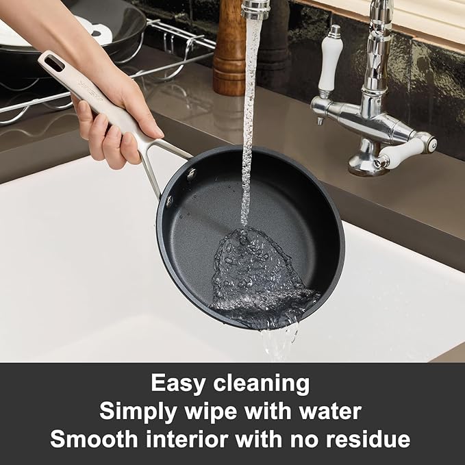 MsMk 7 inch Small Frying Pan Skillet, Carbonize also Non-Stick Saute Pans, PFAS & PFOA Free Non-Toxic, Scratch-resistant, for Induction, Ceramic and Gas Cooktops All Stovetops, Dishwasher & Oven Safe