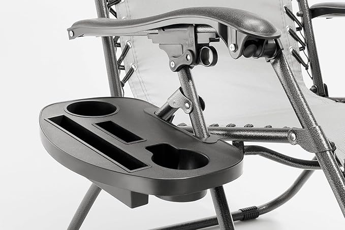 Heavy Duty Zero Gravity Chair with Adjustable Reclining, Extra Large Side Table, Gray 600D Polyester, Powder-Coated Steel Frame, 300 lbs Capacity (2)
