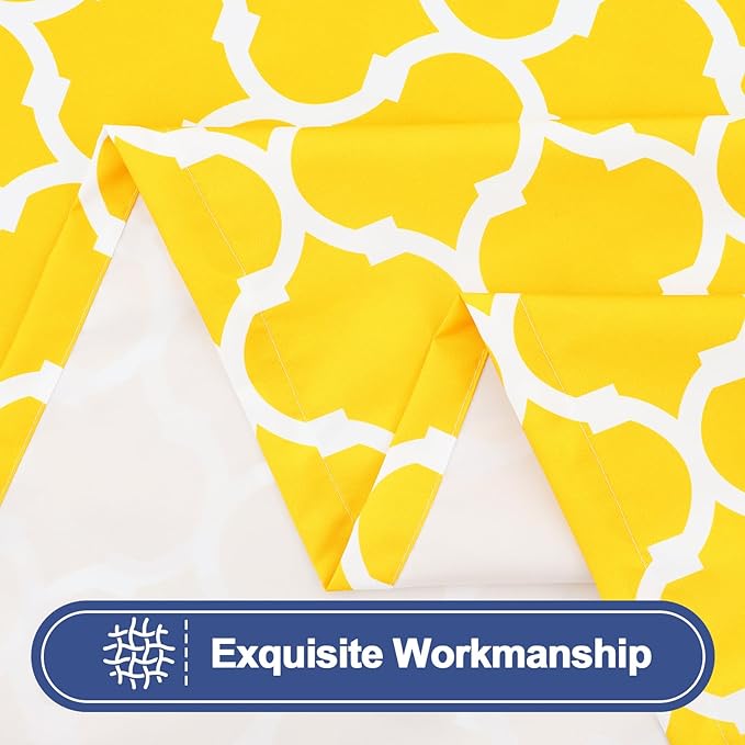 Smiry Picnic Table Cover with Bench Covers, Waterproof Elastic Fitted Tablecloth for 6 Foot Tables, Washable Polyester Tablecloths for Camping, Indoor & Outdoor (Yellow Morocco, 30x72 Inch 3-pc Set)