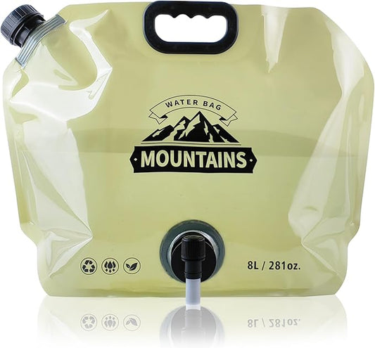 Camping Water Jug 2.1 Gallon Collapsible Water Container Portable Water Bag for Travel Outdoor Hiking BPA Free Lightweight (Beige (2.1Gal), 1)