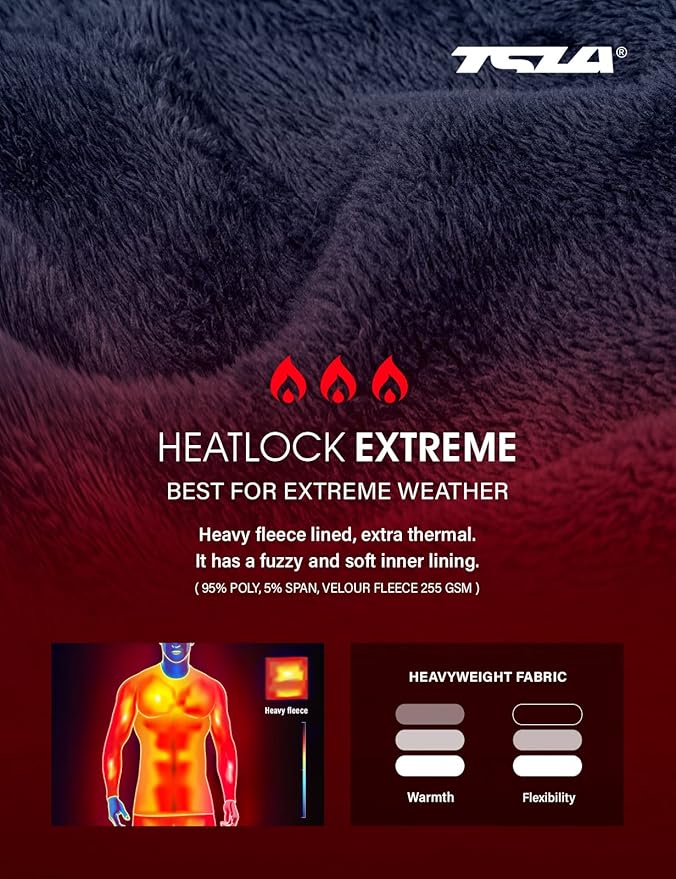 TSLA Men's Thermal Underwear Set, Microfiber Soft Fleece Lined Long Johns, Winter Warm Base Layer Top & Bottom