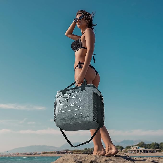 RealCool Soft Cooler Bag 35/45Can, Collapsible Cooler Insulated Leak Proof, Large Lunch Box for Men Women, Soft-Sided Cooler for Picnic, Grocery, Beach, Camping, Travel