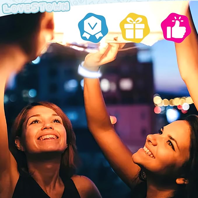LovesTown 6PCS LED Light Up Bracelets, LED Glow Bracelets Glow in the Dark Wristbands for Concerts Festivals Celebrations Carnivals Raves