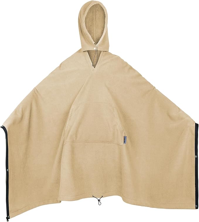Outdoor Camping Blanket, Poncho Wearable Pocket Blankets, 74.5 in * 63 in, Warm, Comfy, Durable & Portable, Machine Washable, for Stadium, Concerts, Car Travel, Sports, Hiking, Sofa. (Khaki)