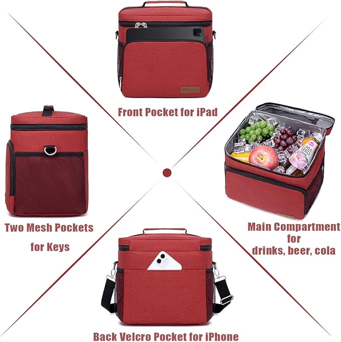 TuErcao Insulated Cooler Bag 6/24 Can Collapsible Leakproof Soft Sided Cooler for Car, Portable Foldable Small Ice Chest for Beach Camping Picnic Travel, 5/15qt Lunch Box for Men Work
