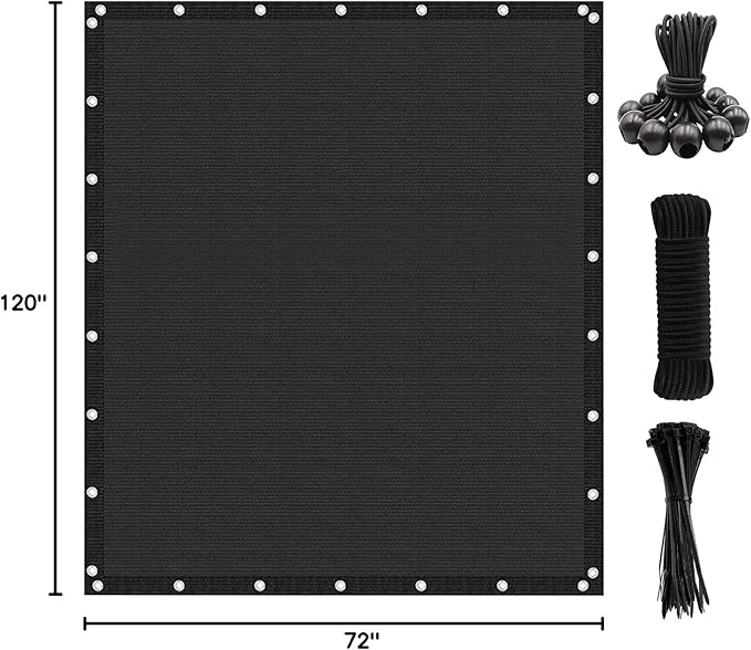 Artpuch 90% Sun Shade Cloth, 6 x 10 FT Pergola Shade Cover Canopy with Grommets, Sun Screen Fabric Tarp for Patio, Outdoor, Garden, Backyard, Black