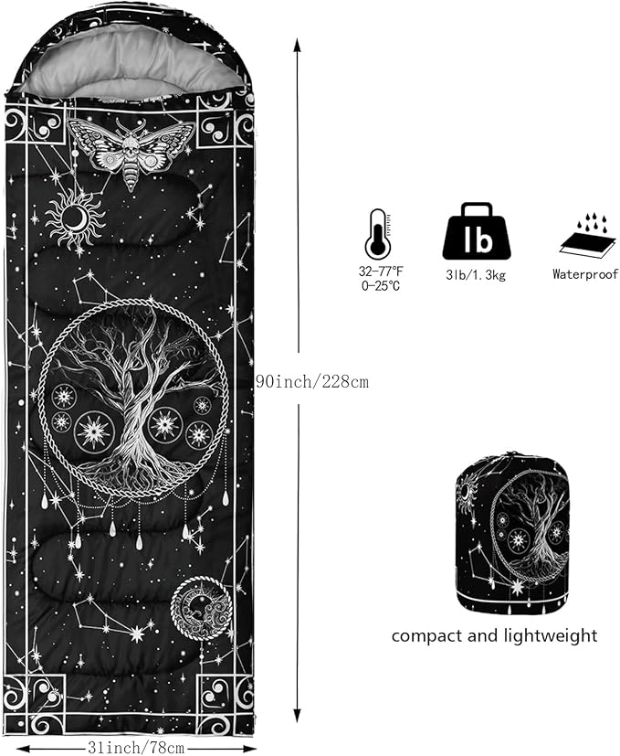 CVHOUSE Camping Sleeping Bags,3 Season Warm & Cool Weather,Lightweight,Waterproof Sleeping Bags for Adults & Kids,Traveling,and Outdoors,Camping Gear Equipment