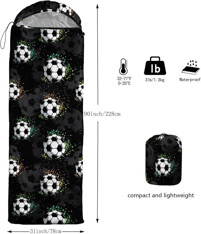 AILONEN Blue Glowing Basketball Sleeping Bag for Kids Boys,Warm and Cool Weather,Lightweight,Waterproof Backpacking,City Theme Ball Sports Sleeping Bag for Camping