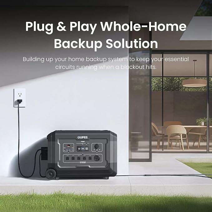 OUPES 3600W Portable Power Station Mega 3 with 2 * 240W Solar Panels & B2 Battery, 3072Wh LiFePO4 Solar Generator for Home Emergency Backup, RV, In-grid, Off-grid