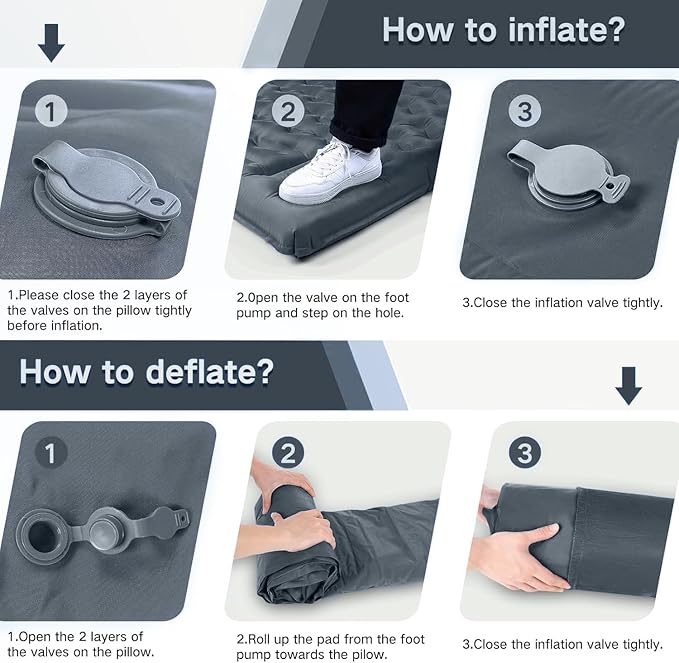 Camping Sleeping Pad, Extra Thick 5 Inch Camping Mat with Pillow Built-in Foot Pump Inflatable Sleeping Pads Compact for Camping Backpacking Hiking Traveling Tent