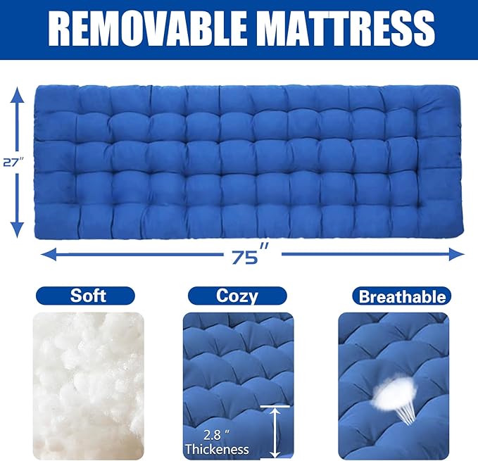 Cot Camping Cot with Thick Pad Cots for Sleeping Camping Bed Folding Cot 450LBS(Max Load) Comfortable Double Layer Oxford Heavy Duty with Carry Bag for Home Outdoor Travel