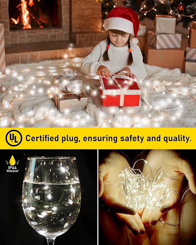 KNONEW 400FT Outdoor Christmas Fairy Lights Plug in,1200 LED String Lights Outdoor Waterproof 8 Modes Memory Times for Wedding Bedroom Walls Garden Trees Decoration(Cool White)