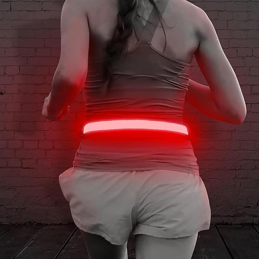 Illumifun LED Running Belt - USB Rechargeable Light Up Sash, High-Visibility Elastic Waistband Light for Running Cycling Hiking Camping Nighttime Activities