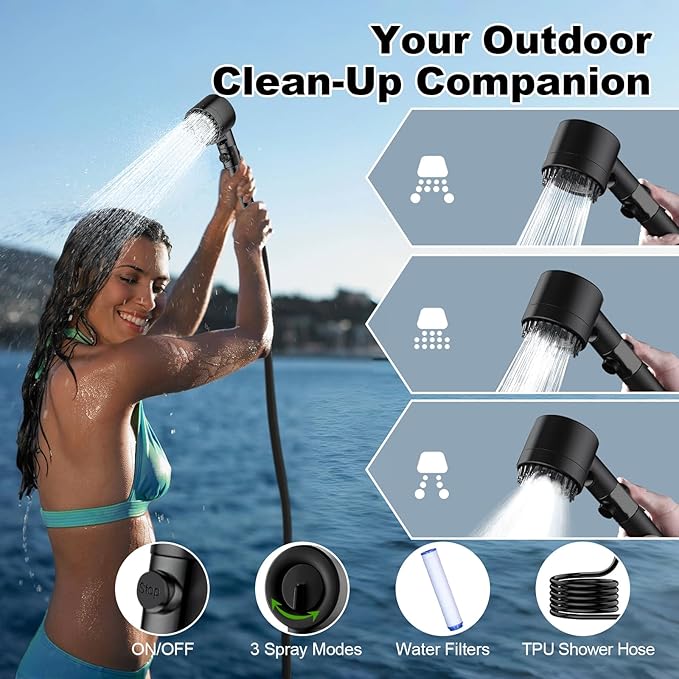 Portable Shower for Camping, 5 Gal/20 L Solar Heating Camping Shower Bag with Shower Pump, Portable Shower Head, Essential for Camping,Festivals, Overlanding, Beach Trips,Outdoor Showers