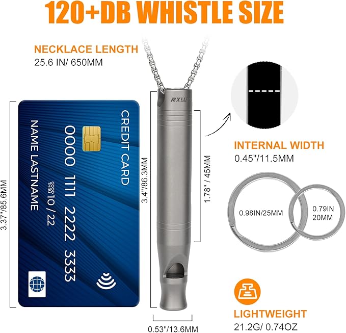 Titanium Emergency Whistle with Hidden Pill Holder Case, Portable Waterproof Fob Medicines Organizer 120db+ Survival Whistles Keychain Container for Outdoors, Camping, Travel EDC Accessories