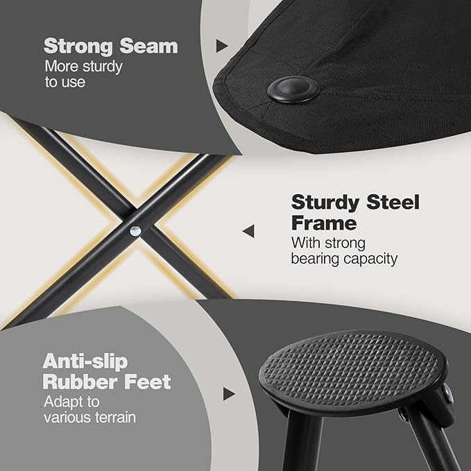 REDCAMP 2 Pack Extra Wide Camping stools, Oversized Surface Tripod Stools for Adulit for Fishing Hunting Backpacking Camping,Black