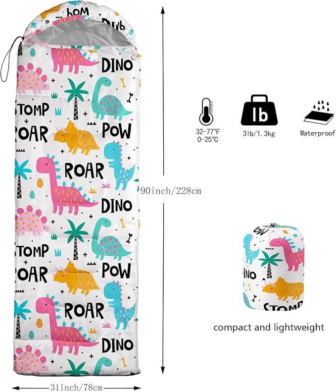 Axolotl Unicorn Sleeping Bag for Kids Boys Girls–Lightweight Warm Cold Weather Sleeping Bags,Waterproof Portable Sleeping Bag with Compression Sack for Camping Backpacking Outdoor Indoor