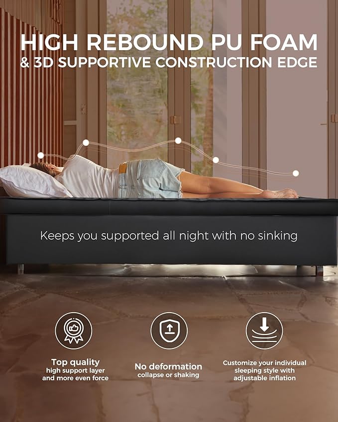 KingCamp Self Inflating Sleeping Pad, R 7.9 Air & Foam Camping Mattress 2 Person, 3" Thick Full Size Double Sleeping Pad with Pump Sack for Camp Tent Outdoor Car, PVC Free (Black)