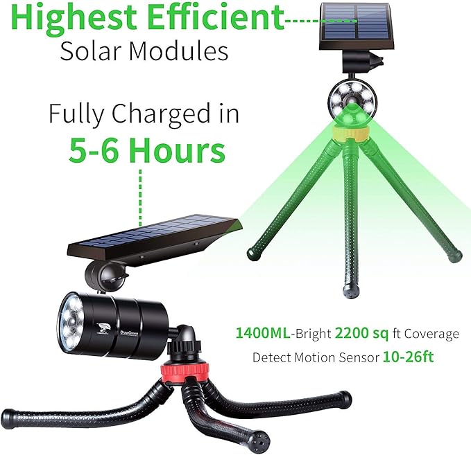 Solar Lights Outdoor Waterproof, 100-Week Free Refund, Camping Solar Lights with Motion Sensor Solar Flood Security Spot Lights for Outside Camp Patio, Fence, Deck, Post(2Pack)