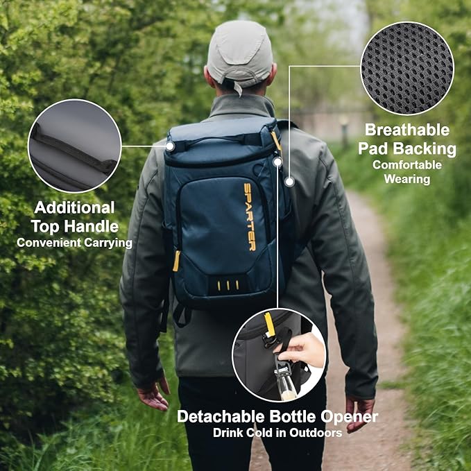 Backpack Cooler Insulated Leak Proof 33/49 Cans, 2 Insulated Compartments Thermal Bag, Portable Lightweight Beach Travel Camping Lunch Backpack for Men and Women