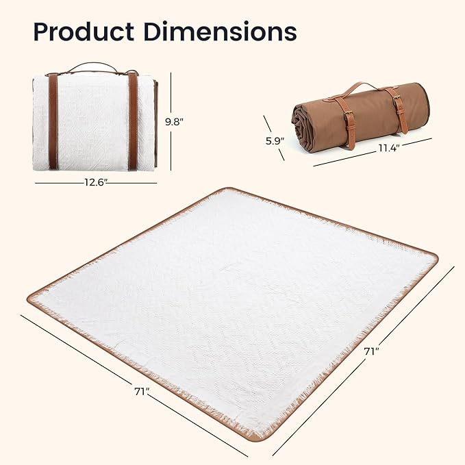 Tiny Land Picnic Blankets, 2 in1 Double Layer Waterproof Mat + Blanket, Foldable Beach Mat,Outdoor Blanket, Portable Camping Blanket, Extra Large Beach Mat, for Camping Park Beach Grass