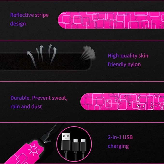 Running Lights for Runners, Walking Light for Night Walking, Running Lights & Walking Light with Colors & 3 Modes, Reflective Running Gear, Running Essentials for Women or Men 2-Pack