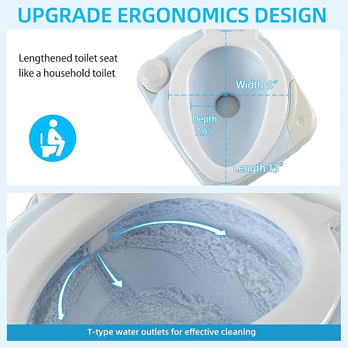 YITAHOME 5.28 Gallon Portable Toilet Camping Porta Potty with Diagonal Enlarged Bowl, Hand Sprayer and Press Flush Pump, Space Saving Indoor Outdoor Toilet for Adults, RV, Boat and Trips, Light Blue